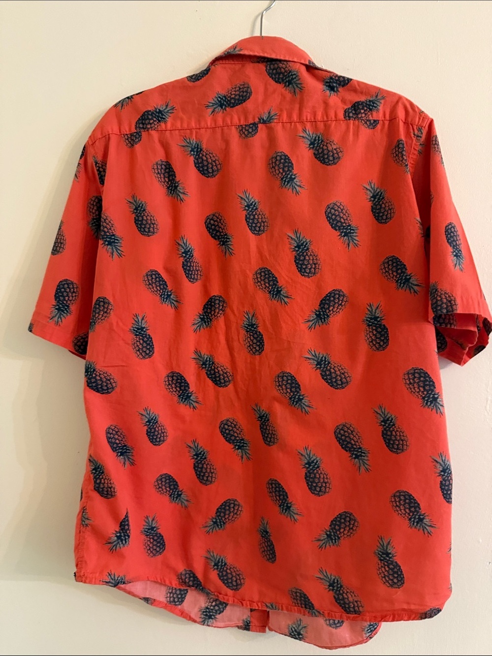 Ocean Current Orange Short-Sleeve Pineapple Print Button-Down Shirt - Picture 3 of 7